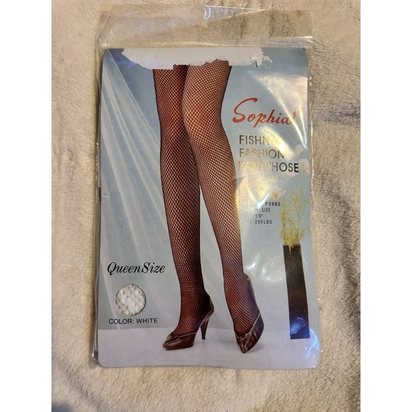 Fashionova Accessories - Sophia Fishnet Fashion Pantyhose Queen Size‎ White New